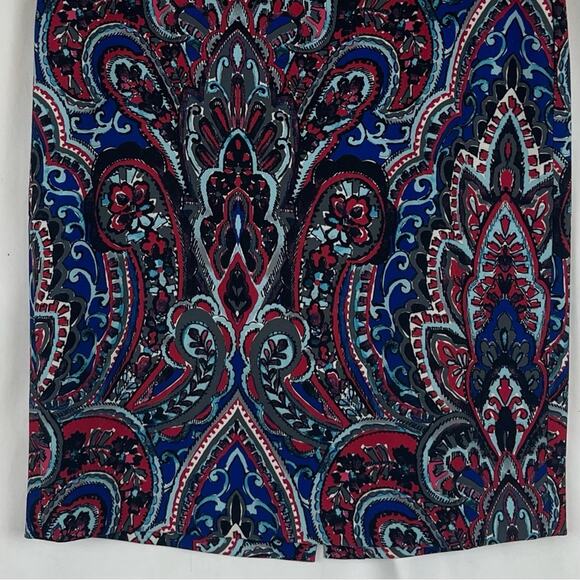 Talbots Blue Red Paisley Print OfficeCore Career Pencil Skirt NWOT Size 10 - Picture 3 of 12